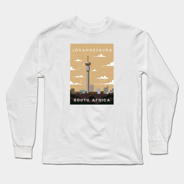 Johannesburg, South Africa. Retro travel poster Long Sleeve T-Shirt by GreekTavern